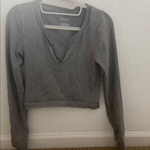 Wild Fable Gray Long Sleeve Crop Top